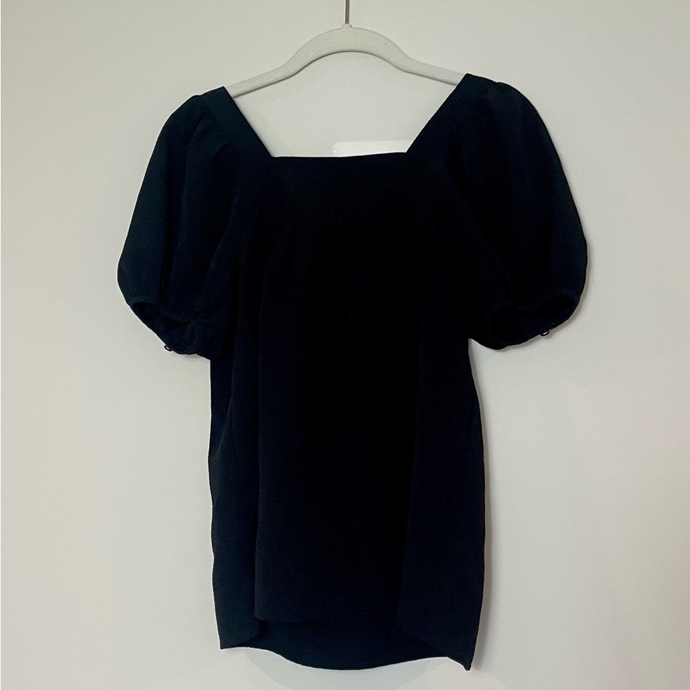 Madewell Black Seersucker Bubble-Sleeve Top - Picture 3 of 8